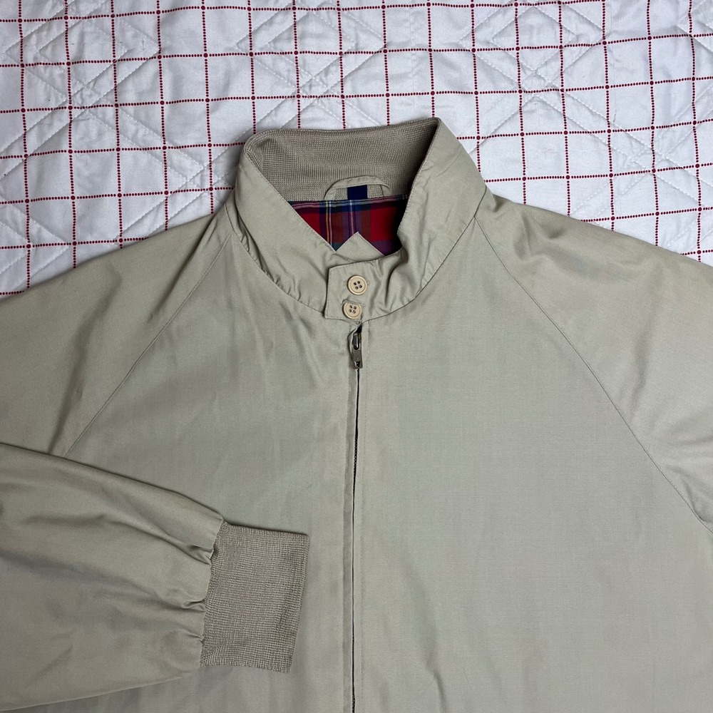 COOPER SPORTSWEAR Mens Beige Harrington Jacket Plaid Lined Size‎ XL
